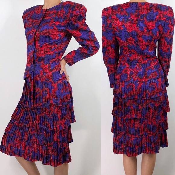 Raul Blanco Dresses & Skirts - Raul Blanco Vintage 80s Silk 2 Piece Dress Set